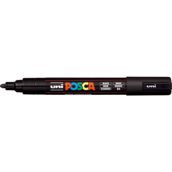 Marcatore a tempera POSCA Uni-Ball punta tonda 1,8-2,5 mm nero M PC5M N
