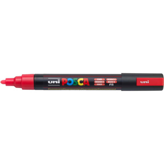 Marcatore a tempera Posca Uni-Ball punta tonda 1,8-2,5 mm rosso fluo M PC5M RF