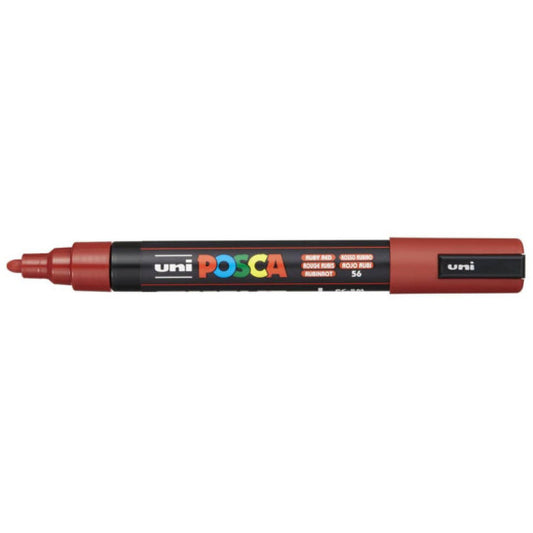 Marcatore a tempera Posca Uni-Ball punta tonda 1,8-2,5 mm rosso rubino M PC5M RR