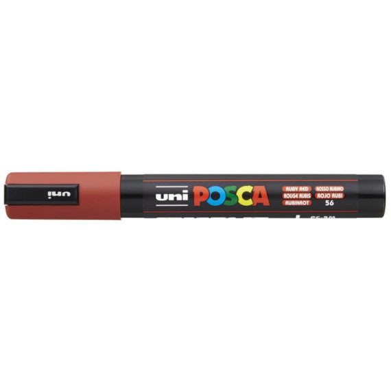 Marcatore a tempera Posca Uni-Ball punta tonda 1,8-2,5 mm rosso rubino M PC5M RR