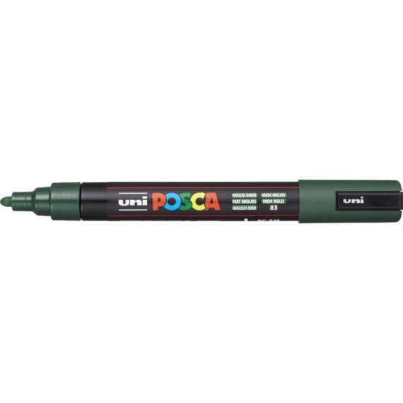 Marcatore a tempera Posca Uni-Ball punta tonda 1,8-2,5 mm verde inglese M PC5M VIN