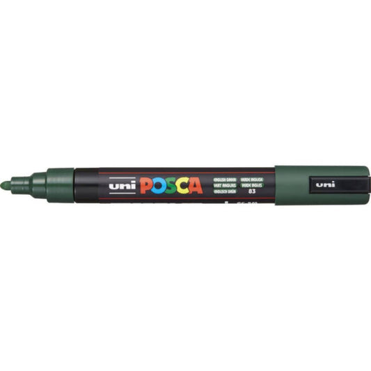 Marcatore a tempera Posca Uni-Ball punta tonda 1,8-2,5 mm verde inglese M PC5M VIN