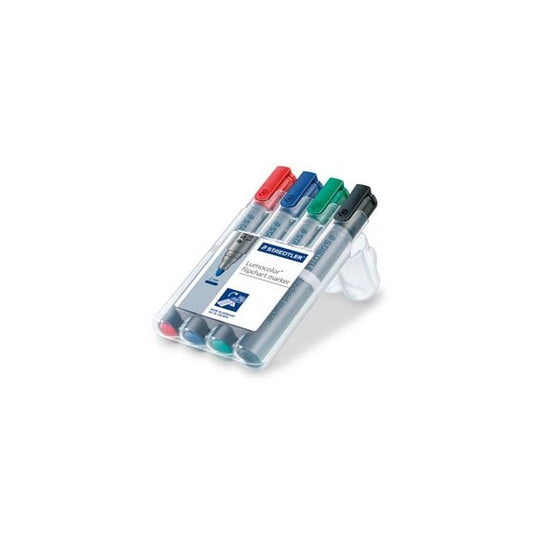 Marcatore Lumocolor Flipchart 356 - punta tonda - tratto 2,0mm - astuccio 4 colori - Staedtler