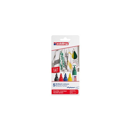 Marcatore per tessuto 4500 - punta tonda 2,0-3,0mm - 5 colori assortiti - Edding