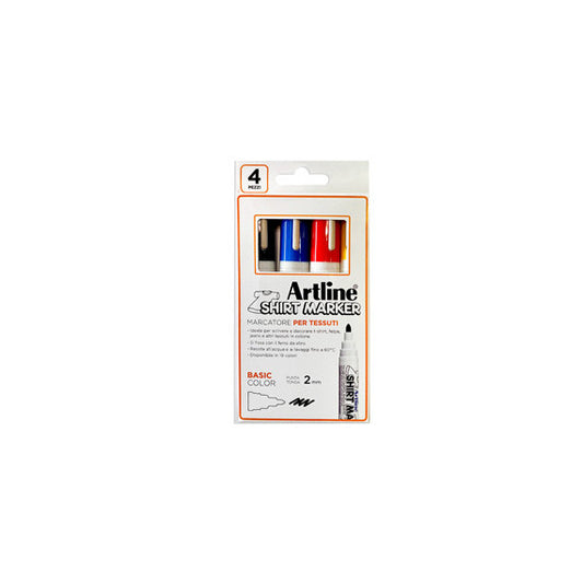 Marcatore per tessuto - punta tonda 2.0 mm - colori assortiti - Artline - conf. 4 pezzi