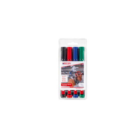Marcatore permanente 300 - punta conica 1,50 - 3,00 mm - colori assortiti - Edding - astuccio 4 pezzi