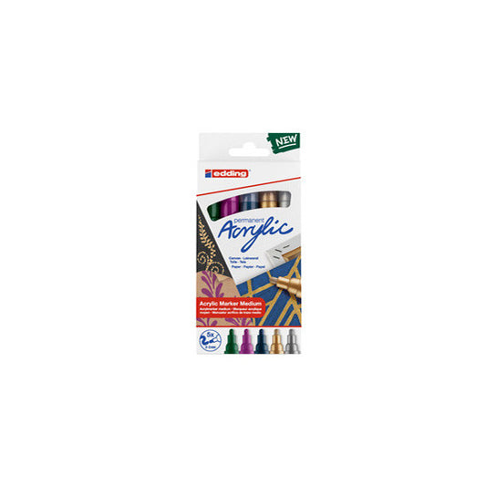 Marcatore permanente acrilico 5100 Medium Festa - colori assortiti - Edding - conf. 5 pezzi