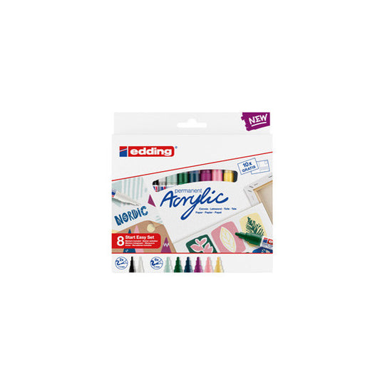 Marcatore permanente acrilico Start Easy Set Nordic - colori assortiti - Edding - conf. 8 pezzi