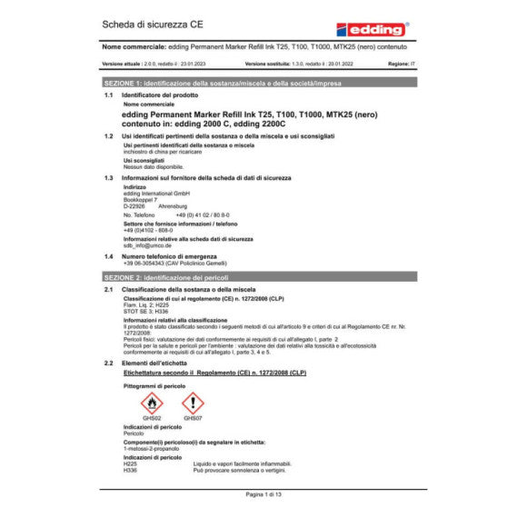 Marcatore permanente edding 2200 C punta scalpello 1-5 mm nero E-2200C 001
