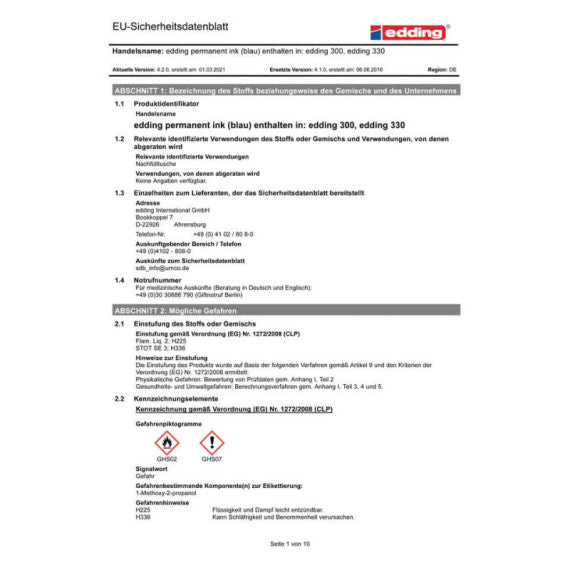 Marcatore permanente edding 300 punta conica 1,5-3 mm blu E-300 003