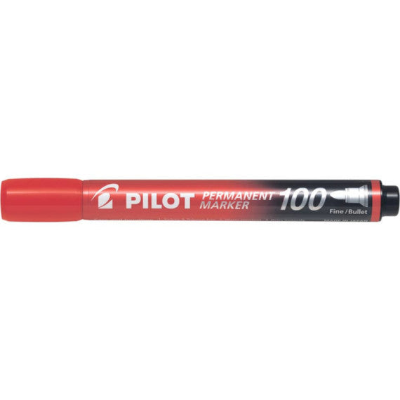 Marcatore permanente Pilot Permanent Marker 100 punta tonda 4,5 mm rosso 2707