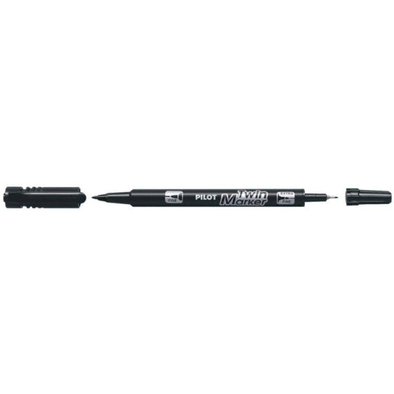 Marcatore permanente Pilot TWIN Begreen doppia punta in fibra 0,8/2 mm - nero 040315