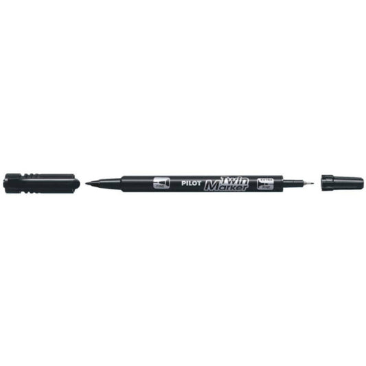 Marcatore permanente Pilot TWIN Begreen doppia punta in fibra 0,8/2 mm - nero 040315