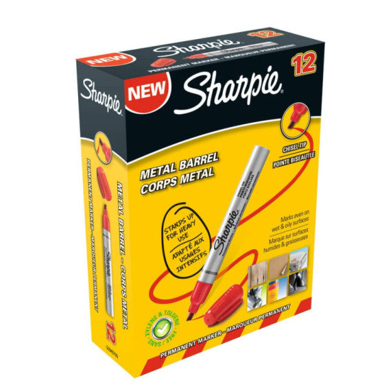 Marcatore permanente Sharpie Metal punta scalpello - 1,2-5,5 mm - in conf. da 12 rosso - S0945790