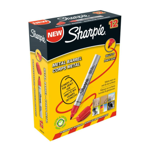 Marcatore permanente Sharpie Metal punta tonda - 1,4 mm - in conf. da 12 rosso S0945740