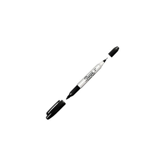 Marcatore Permanente Twin tip doppia punta - una punta fine 1,0mm - una punta extra fine 0,5mm - nero - Sharpie