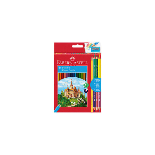 Matita colorata eco Il Castello + 3 bicolor + 1 grafite - colori assortiti - Faber Castell - astuccio 36 pezzi