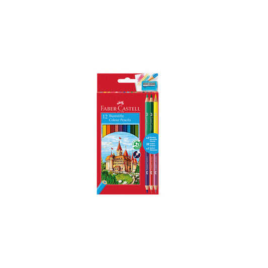 Matita colorata eco Il Castello+3 bicolor - diametro mina 3,00 mm - colori assortiti - Faber Castell - astuccio 12 pezzi