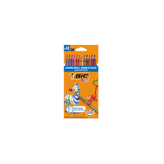 Matita colorata Evolution Stripes - colori assortiti - Bic - conf. 12 pezzi