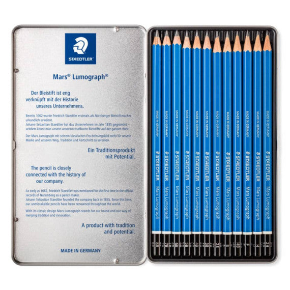 Matita Staedtler Mars® Lumograph® in astuccio in metallo 12 matite assortite - 100 G12 S