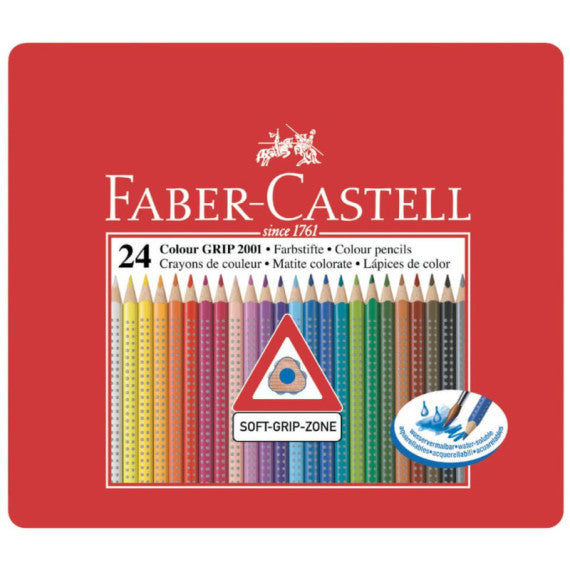 Matite colorate Faber-Castell Colour Grip  assortiti astuccio di metallo da 24 - 112423