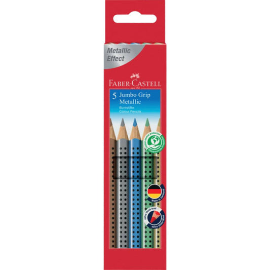 Matite colorate Faber Castell Jumbo Grip Metallic - colori assortiti - conf. 5 pezzi - 110993