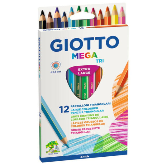 Matite colorate Giotto Mega Tri ø 5,5 mm - conf. da 12 colori assortiti F220600