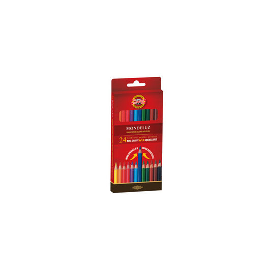 Matite colorate Mondeluz - acquerellabili - diametro mina 3,8 mm - colori assortiti - Koh-I-Noor - astuccio 24 pezzi
