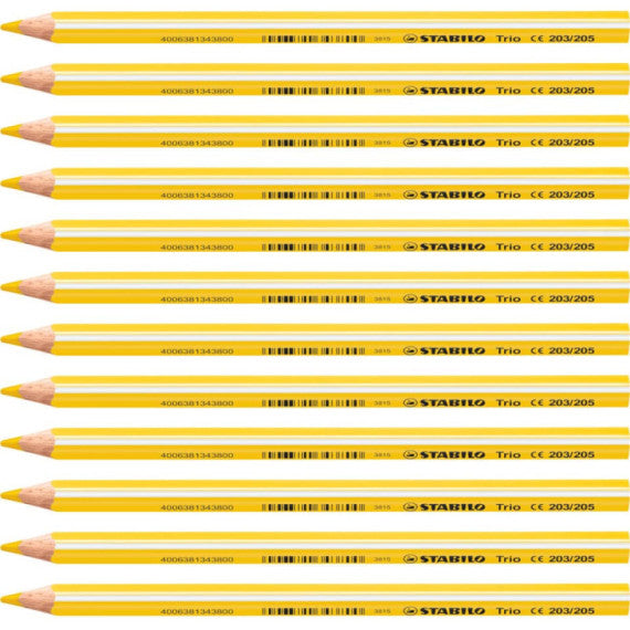 Matite colorate Stabilo Trio Maxi tratto 4,2 mm conf. 12 pezzi giallo - 203/205