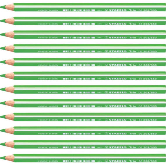 Matite colorate Stabilo Trio Maxi tratto 4,2 mm conf. 12 pezzi giallo verde - 203/550