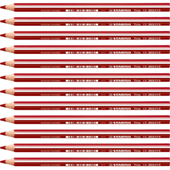 Matite colorate Stabilo Trio Maxi tratto 4,2 mm conf. 12 pezzi rosso ciliegia - 203/315