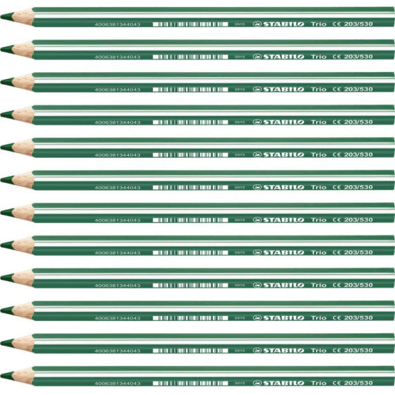 Matite colorate Stabilo Trio Maxi tratto 4,2 mm conf. 12 pezzi verde - 203/530