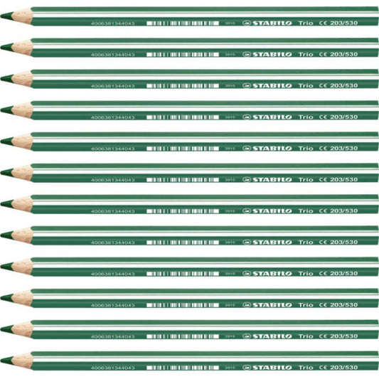 Matite colorate Stabilo Trio Maxi tratto 4,2 mm conf. 12 pezzi verde - 203/530