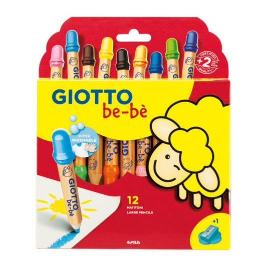 Matitoni in colori assortiti + appuntamatitone - conf. 12 pezzi Giotto Bebè assortiti - F477700