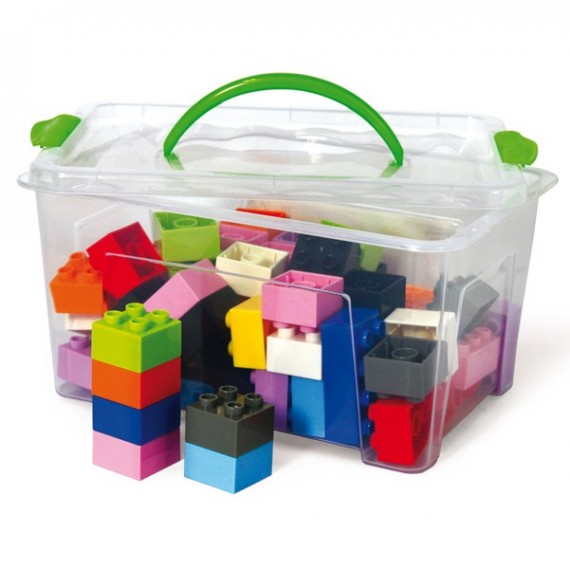 Mattoncini Midi da costruzione - in ABS - colori assortiti - CWR - bauletto da 220 pezzi