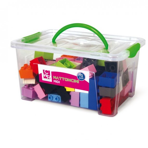 Mattoncini Midi da costruzione - in ABS - colori assortiti - CWR - bauletto da 220 pezzi