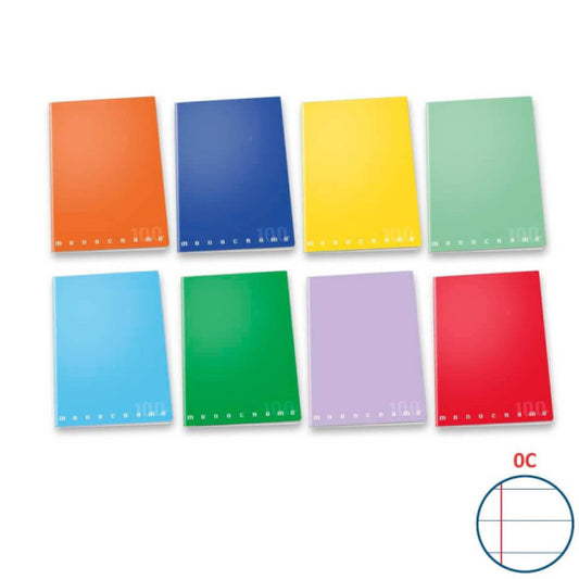 Maxi quaderno Pigna Monocromo A4 righe 0C - 38 ff - carta 100g/m2 - copertina colori assortiti - 02298880C