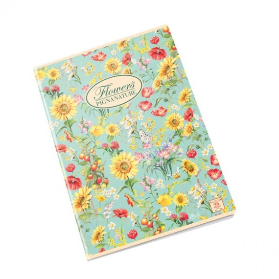 Maxiquaderno Nature Flowers - A4 - 1 rigo - 42 fogli - 80 gr - Pigna