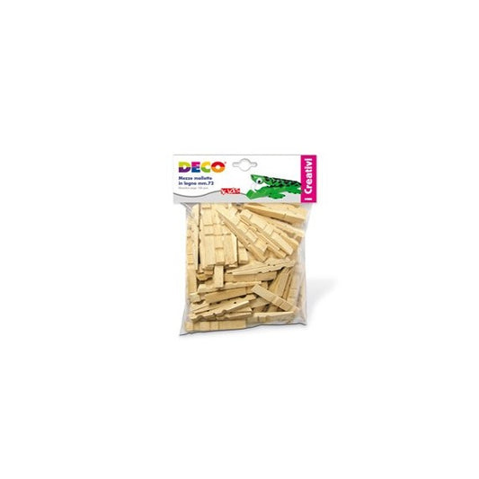 Mezze mollette legno - 72mm - DECO - sacchetto 100 pezzi