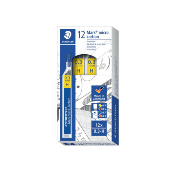 Mine sottili Staedtler Mars micro carbon 250 H 0,3 mm confezione da 12 pezzi - 250 03-H