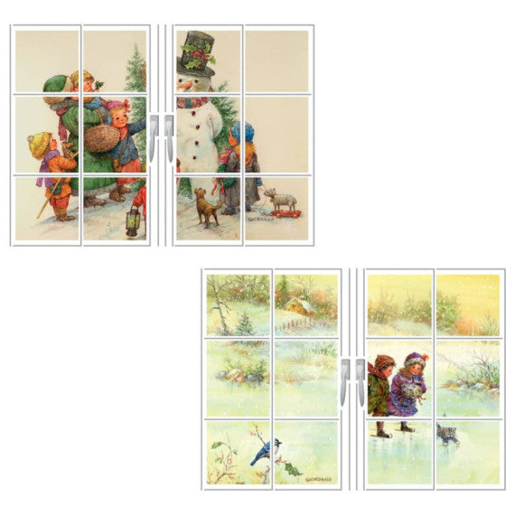 Mini biglietti di Natale glitterati a tre ante - soggetti assortiti - conf.12 pezzi Biembi - BAN208C64