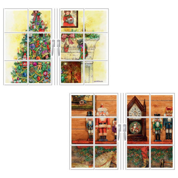 Mini biglietti di Natale glitterati a tre ante - soggetti assortiti - conf.12 pezzi Biembi - BAN208C64
