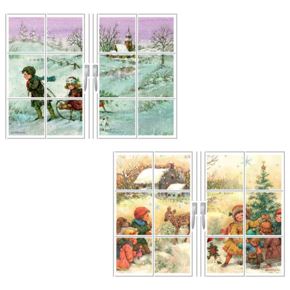 Mini biglietti di Natale glitterati a tre ante - soggetti assortiti - conf.12 pezzi Biembi - BAN208C64