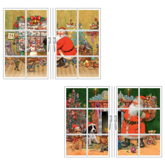 Mini biglietti di Natale glitterati a tre ante - soggetti assortiti - conf.12 pezzi Biembi - BAN208C64