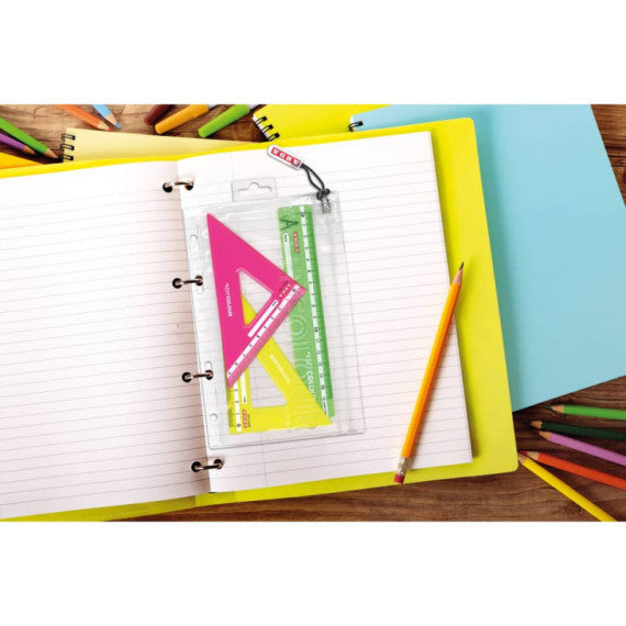 Miniset 3 pezzi da disegno in busta con zip Arda - 2 squadre 45°e 60° + 1 righello 16 cm - KC7063