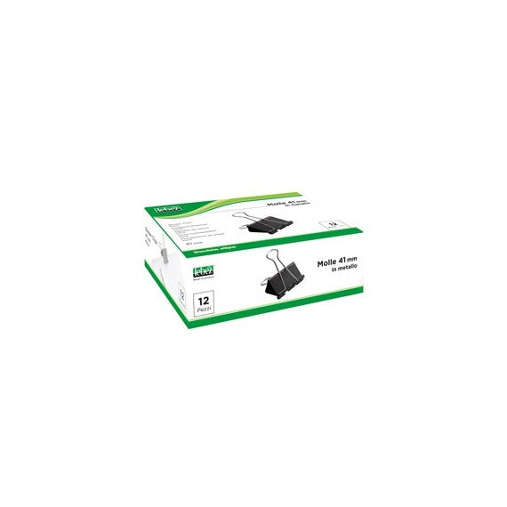 Molla Double Clips - 4,1 cm - nero - Lebez - conf. 12 pezzi