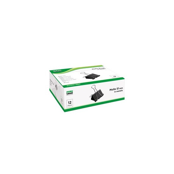 Molla Double Clips - 5,1 cm - nero - Lebez - conf. 12 pezzi