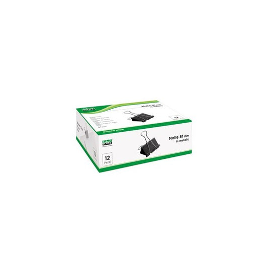 Molla Double Clips - 5,1 cm - nero - Lebez - conf. 12 pezzi