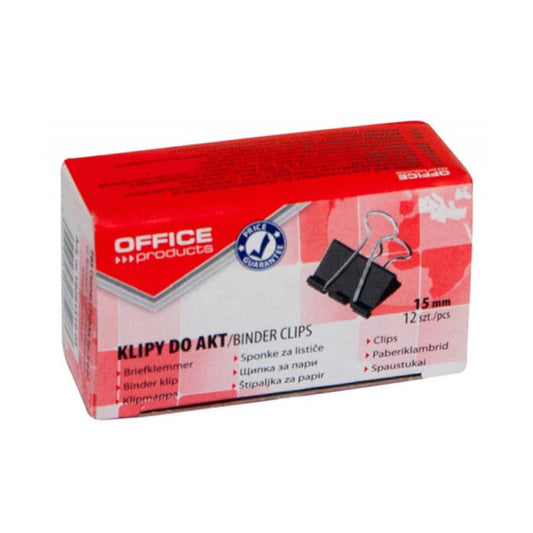 Molle fermacarte nero Office Products 15 mm - conf. 12 pezzi - 18091519-05