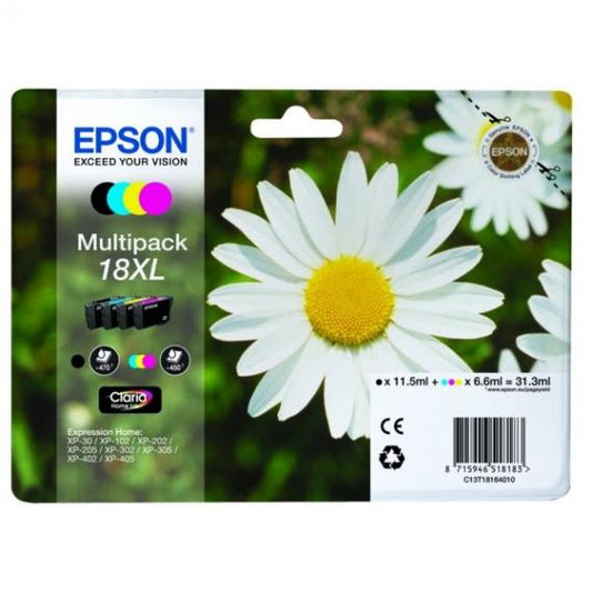 MULIPACK ORIGINALE EPSON T1816 XL PER EPSON XP30 XP102 XP202 XP205 XP302 XP305 XP402  C13T18164012 18XL